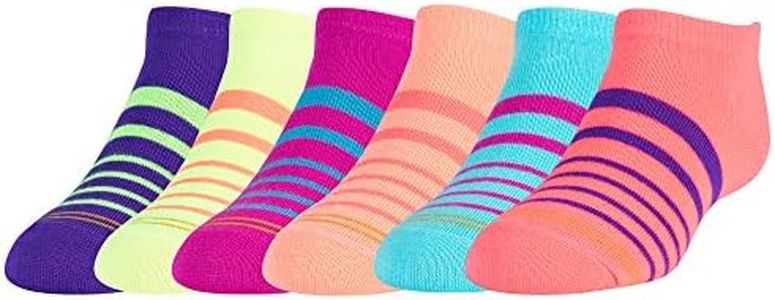 Gold Toe Big Girls' Stripes Liner Socks 6-Pairs, Large, Multicolor