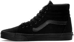 VANS Sk8-Hi Unisex Casual High-Top Skate Shoes, Comfortable and Durable in Signature Waffle Rubber Sole, Black/White, Black/Black, 9 Women/7.5 Men