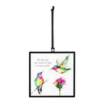 DEMDACO Dean Crouser Collection Be The Joy You Wish to See in The World Watercolor Garden Visitors 3 x 3 Iron and Glass Square Suncatcher Ornament Display