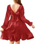 Arshiner Kids Girls Dress Tie Back Twirly Smocked Birthday Christmas Cute Party Dresses Red Size 8