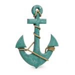 Nagina International Wood Anchor with Rope Nautical Decor (Large, Grey)