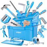 Hi-Spec 25pc Blue Beginners Carpentry Tool Kit Set. Complete Real Hand Tools for DIY Starters & Kids. Gift for Boys