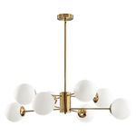 KCO Lighting 8-Light Glass Sputnik Chandelier Light Modern Gold Chandeliers Pendant Light Fixture Vintage Globe Ball Flush Mount Light Fixture Kitchen Island