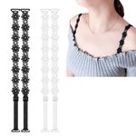 Sichumaria 2 Pairs Lace Flower Bra Straps,Adjustable Non-Slip Bra Straps Replacement Elastic Bra Shoulder Straps Non-Slip Lingerie Straps for Women Girls Tops Dress White and Black