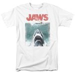 Jaws 1975 Shark Thriller Spielberg Movie Distressed Color Poster Adult T-Shirt White