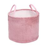 OHS Teddy Fleece Storage Blanket Basket Laundry Wash Bathroom Toy Hamper with Handles Home Stair Decor Tidy Picnic Organiser Clothes Foldable - Blush Pink