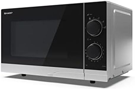 SHARP YC-PS201AU-S Compact 20 Litre 700W Manual control Microwave, 6 power levels, defrost function, LED cavity light - Silver