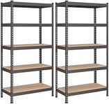 SONGMICS 5-Tier Storage Shelves, Set of 2 Garage Storage, Boltless Assembly, Adjustable Shelving Units, 17.7 x 35.4 x 70.9 Inches, Load 1929 lb Each, Shed Warehouse Basement, Gray UGLR450G02