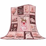 Abaysto Cute Pig Flannel Blanket for Girl Boy I Just Really Like Pigs Fleece Throw Blanket, Super Soft Plush Fuzzy Pink Cartoon Pig Pattern Blankets for Couch Sofa Bed Gifts for Kids 130x150cm