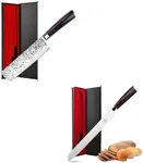 imarku Serrated Bread Knife 10-Inch German HC Stainless Steel of Slicer, and Nakiri Knife Vegetable Meat Cleaver Razor Sharp 7-inch, Ergonomic Handle Gift for Women and Men