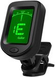 Guitar Tuner Clip-On - 1 Pack Chromatic Tuner for Acoustic Guitar, Ukulele, Violin, and Bass, with Guitar Capo for Acoustic and Electric Guitars, Ukuleles