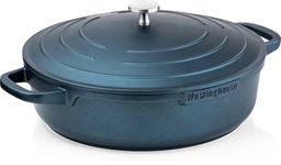 Westinghouse Performance Series 28 cm Blue Casserole Sauté Pan with Lid & Handle Holder | Non-Stick, Induction & Oven Safe, Dishwasher Friendly | Heavy-Duty Aluminum Cookware for All Hobs