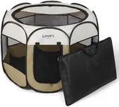 Love's cabin Pet Puppy Dog Playpen, Large Dog Tent Crates Cage Indoor/Outdoor, Portable Playpen for Cat, Foldable Pop Up Dog Kennel Playpen with Carring Case, Removable Zipper Top, Khaki