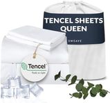 Sweave Eucalyptus Sheets Queen Size - The Only Tencel Sheets in a Percale Weave Resulting in Far Superior Cooling, Temperature Regulation, Breathability, and Matte Finish - Softer Than Silk