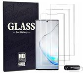 [3+1 Pack] for Samsung Galaxy Note 10 Plus Tempered Glass + Camera Lens Protector [3D Curved Edge] [9H Hardness] [Bubble Free] Case Friendly Easy Installation