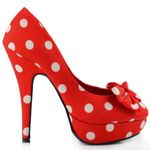 SHOW STORY Red Two Tone Spot Polka Dots Bow Stiletto Platform High Heel Pump,LF30406RD41,8UK,Red