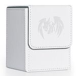 UAONO Card Deck Box for Yugioh MTG Cards, 100+ Deck Case with 2 Dividers Fits TCG CCG, PU Leather Card Storage Box Compatible with Collectible Trading Cards (White, Sky Dragon)