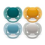 Philips Avent Ultra Soft Soother - 4 x Soft and Flexible Baby Soothers for Babies Aged 6-18 Months, BPA Free with Steriliser Carry Case (Model SCF091/36)