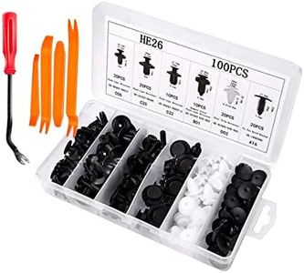 CGEAMDY Lot De 100 Clips De Fixation Pour Pare-Chocs De Voiture, Universels Clips De Fixation En Plastique Avec Outil De Retrait De Panneau, 6 Types De Clips De Revêtement De Porte Pour Carrosserie