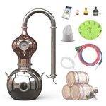 HOOLOO D15 Distiller Still for Home Use Kit 304 Stainless Steel Making Kit with Thermometer Hydrosol Essential Oil Alcohol Brandy Vodka 4Gal (D15-12Liters/3Gal -Direct fire heating)