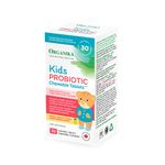 Organika Kids Probiotic Chewable Tablets - Tropical Pineapple Flavour- Gut Health and Immune Support- 30tabs