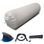 LTCANOPY Heavy Duty Inflatable Boat Fender, 12"x30" Boat Bumper for Docking, Yachts, Sailing Docks, PVC Gray Fender for Boat Comes with 33'x 2/5" Double Braided Nylon Dock Line, Foot Pump