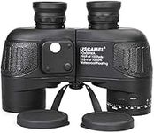 USCAMEL 10x50 Marine Binoculars for Adults, Waterproof Binoculars with Rangefinder Compass BAK4 Prism FMC Lens Fogproof for Navigation Bird Watching Hunting