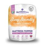 Slumberdown Climate Control Mattress Topper Double Bed - Soft Cooling Mattress Cover Ideal for Caravan, Campervan, Guest Sofa Bed - Keeps You Dry & Cool, Comfortable, Machine Washable (135cm x 190cm)