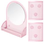 Svartur Locker Mirror Magnetic with 2 Magnetic Pen Holders, Pink Locker Accessories for Girls, Locker Organizer for Work, for School Locker Decor, Gym Locker, Fridge