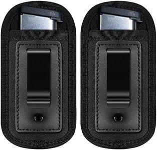 2 Pack Universal Magazine Holster IWB Clip, Pistols Mag Holder Pouch for Concealed Carry Single Double Stack Magazine for 9mm .40 .45 .380, Fits Any 7 10 15 Round Clips for All Pistols (All Black)