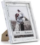 Fun Memories Rustic 8x10 Picture Frame, Wood Picture Frame with HD Plexiglass Set, Farmhouse Wood Pattern Frame Wall Mounting or Table Display for Photos Posters (Distressed White)