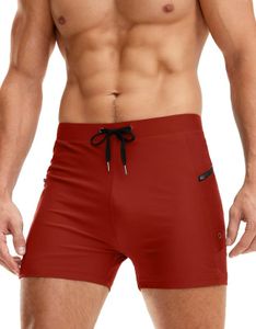 G Gradual Men's Swimsuit Trunks with Zipper Pockets Quick Dry Swimwear Bathing Suit Swim Briefs Board Shorts for Men, Red, X-Large