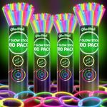 400 Glow Sticks Bulk Party Supplies — Glow in The Dark Fun Party Pack with 8" Glowsticks and Connectors for Bracelets and Necklaces for Kids and Adults