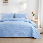 BSB HOME 100% Microfiber Ultrasonic 280 Tc Printed King Size Quilted Bed Cover/Bedspread/Bedding Set with 2 Pillow Covers, (Luxury, Light Blue or Aqua, 7.5ft X 8ft Inches, 254X228 cm)