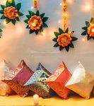 AGAAS ENTERPRISES Flower Decorative Wall Hanging Set of 4 Handmade Wedding Decor Door Toran Flower Decorative Item for Diwali Wedding Decoration Lotus Metal Hanging Tealight Holder 20 cm