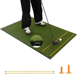 Costway Golf Hitting Mat, Artificial Turf Mat for Indoor/Outdoor Golf Practice w/ 2 Rubber Tees & 2 Alignment Sticks, Golf Training Mat for Home Backyard Garage (152 cm x 117 cm x2 cm(L x W x H))