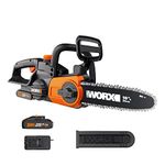 WORX 20V Cordless Chain saw, WG322E.1 25cm Chainsaw, Auto-Tension and Auto-Lubrication, 10'' Bar Length, Powershare, 1 * 2.0Ah Battery, 1 * 2A Charger