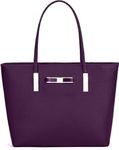 kukubird Women's Top-Handle Black Large Tote Bag Handbag Simple Shoulder Bag with Zipper for School Work Leisure-Purple