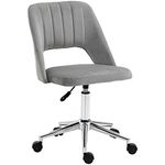 Vinsetto Mid Back Office Chair Velvet Fabric Swivel Scallop Shape Computer Desk Chair, Grey