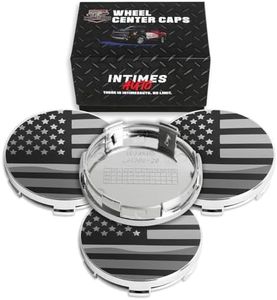 InTimesAuto 65MM 2.6 Inch Wheel Center Caps for Ford FL341A096 Rim Wheel Center Hub Caps, Pack of 4 Chrome with American Flag