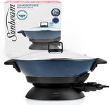 Sunbeam DiamondForce Electric Wok | Non-Stick Diamond-Infused Electric Pan Coating, Easy Wipe Clean-Up, 7.5L Large Capacity, Energy Efficient Cooking 2400W, Dark Blue WWM7100DF