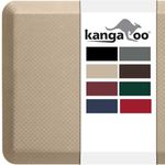 KANGAROO Thick Ergonomic Anti Fatigue Cushioned Kitchen Floor Mats, Standing Office Desk Mat, Waterproof Scratch Resistant Topside, Supportive All Day Comfort Padded Foam Rugs, 20x32, Beige