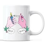 Best Buds Mug - Stoner Gifts - Smokers Gifts - Cannabis Gifts for him or for her - Weed Gifts - Smoking Marijuana Funny Mug 11oz Ceramic Coffee Cup - 350 ml