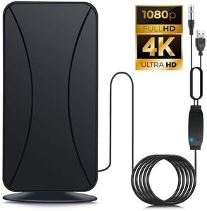 TV Aerial, 1080P 4K HD Digital TV Antenna 460 Miles Range Support, TV Aerial Indoor 360° Acceptance Reception Freeview with Signal Booster 16.4ft Aerial Cable for All Local HDTV Channels - Black