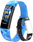 HOFIT Kids Smart Watch Fitness Tracker, Fitness Watches for Kids, Step Counter, Heart Rate & Sleep Monitor, Step Tracker, IP68 Waterproof, Smart Band With 2 Interchangeable Wristband(Camouflage Blue)