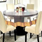 Kuber Industries Round Table Cover | PVC Golden Lace Table Cover | Round Table Cover for Home D cor | Tablecloth for Round Area | 60" | DTC | Transparent