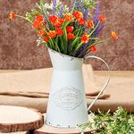 Belle Vous Rustic White Metal Flower Pitcher Vase - D11.3 x H20cm / 4.45 x 7.87 Inches - Galvanized Vintage Shabby Chic Farmhouse Milk Jugs - Decorative Jug for Home/Wedding Decor & Garden Flowers