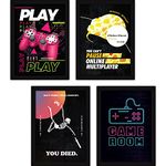 FATMUG Framed Gaming Posters Wall Paintings for Home and Office Decor, With Glass, A4 - Set of 4 ,multicolor