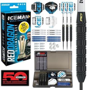 RED DRAGON Gerwyn Price Iceman Ultimate 50 Piece Darts Set with Darts and Accessories