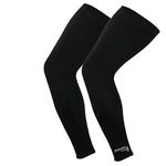 Brisk cycling leg warmer thermal knee running compression black (Black, S/M)